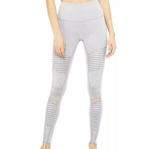 Alo High Waist Moto Long Legging In Alloy Matte/Glossy Panels Size M